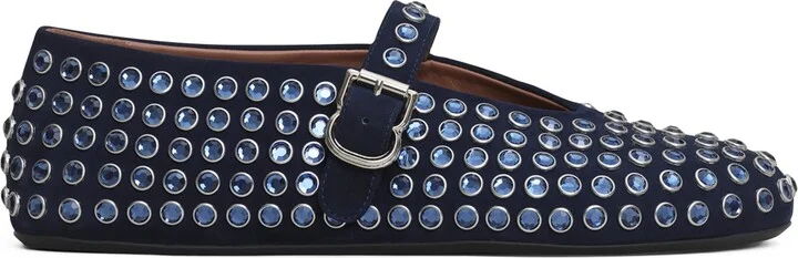Alaïa Suede Embellished Ballet Flats