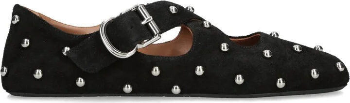 Alaïa Suede Embellished Criss-Cross Ballet Flats