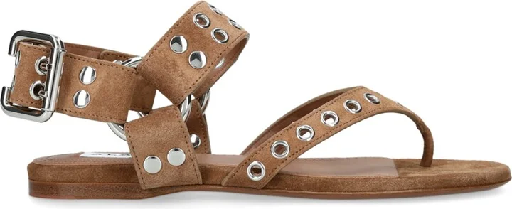 Alaïa Suede Eyelet Thong Sandals
