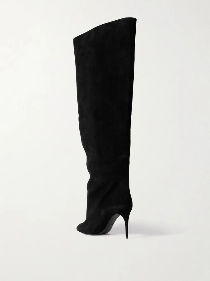 Alaïa - Suede Over-the-knee Boots - Black - Image 3