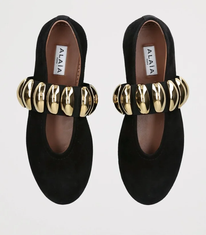 Alaïa Suede Pebble Ballet Flats - Image 4
