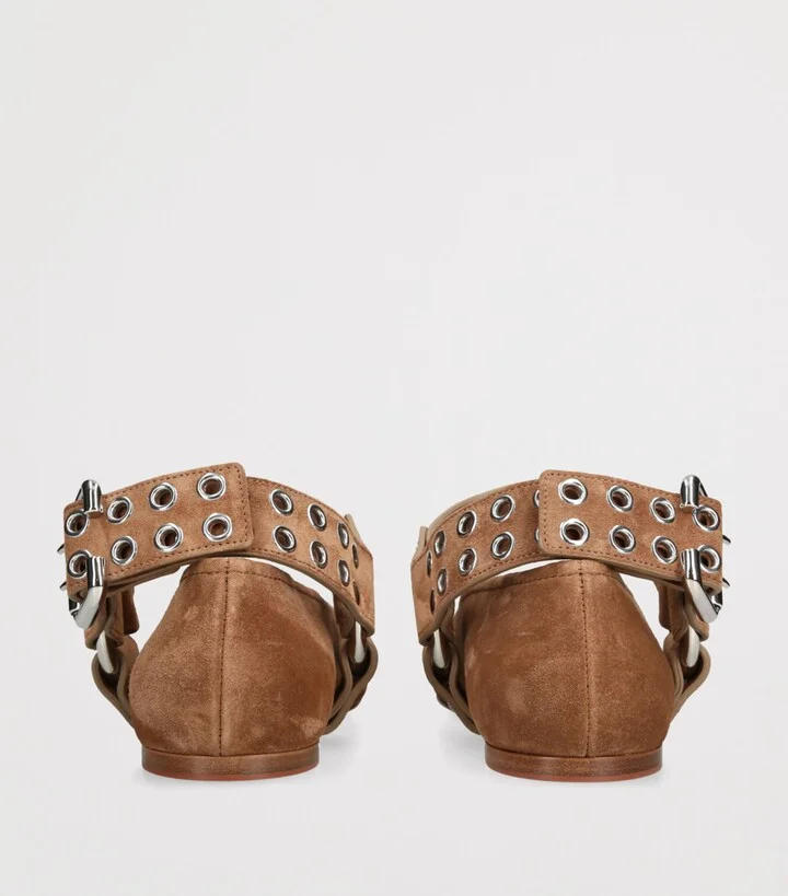 Alaïa Suede Studded Ballet Flats - Image 2