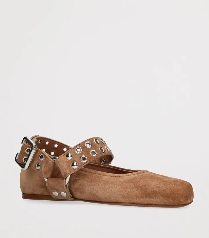 Alaïa Suede Studded Ballet Flats - Image 3
