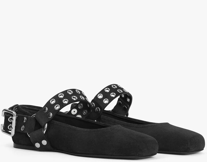 Alaïa Suede Studded Ballet Flats - Image 3