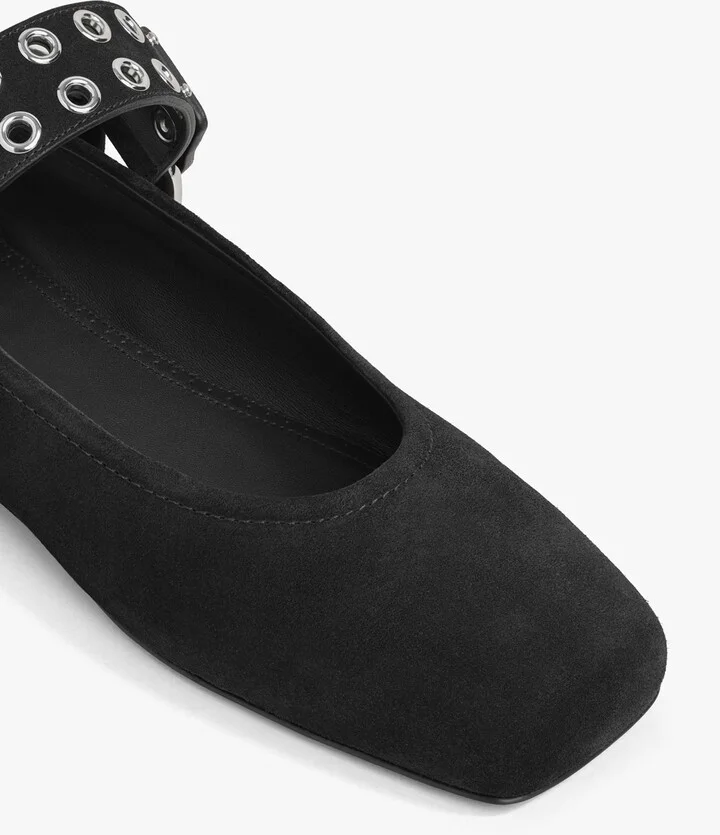Alaïa Suede Studded Ballet Flats - Image 4