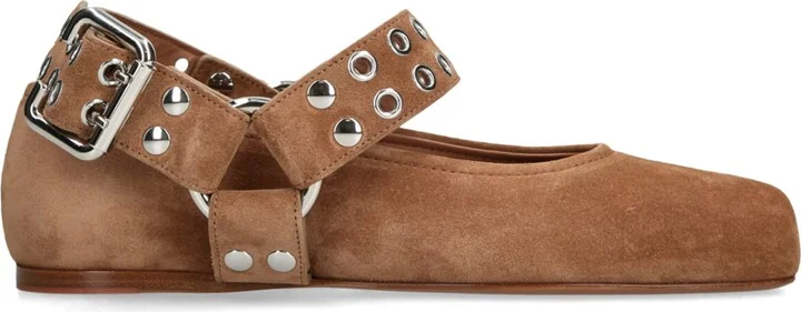 Alaïa Suede Studded Ballet Flats