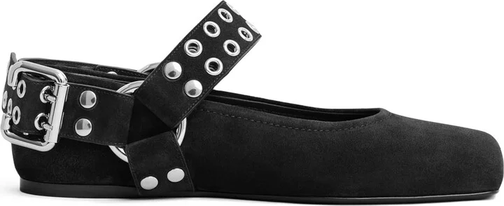 Alaïa Suede Studded Ballet Flats