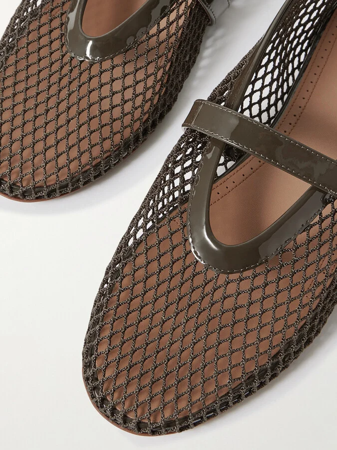 Alaïa - Suede-trimmed Mesh Ballet Flats - Green - Image 4
