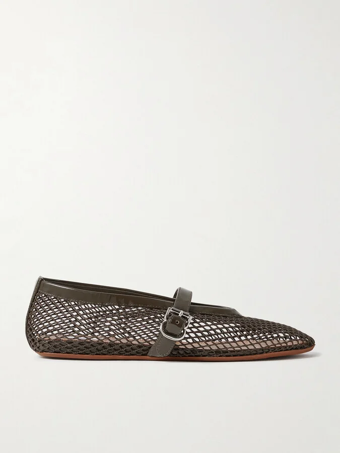 Alaïa - Suede-trimmed Mesh Ballet Flats - Green