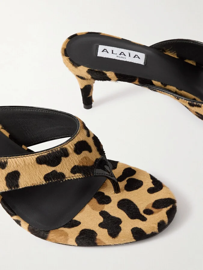 Alaïa - Tong 55 Leopard-print Calf Hair Sandals - Animal print - Image 4