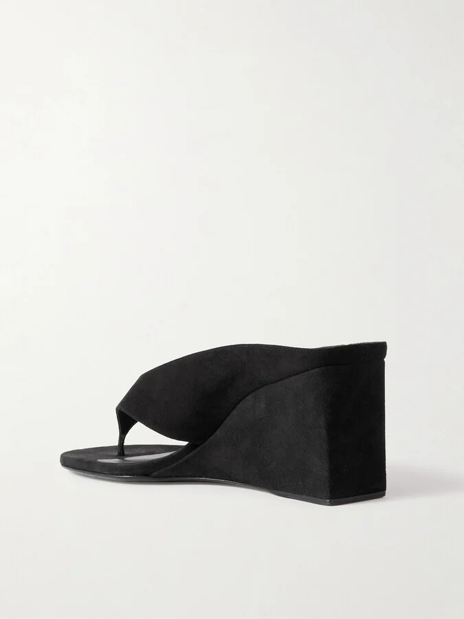 Alaïa - Tong 75 Suede Wedge Sandals - Black - Image 3