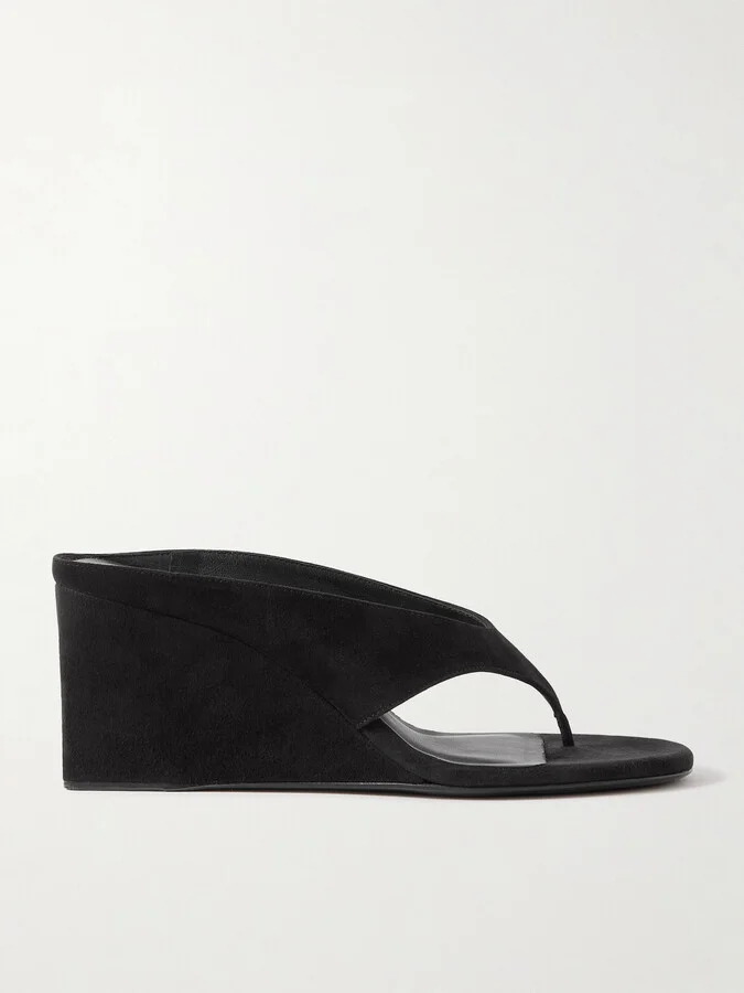 Alaïa - Tong 75 Suede Wedge Sandals - Black