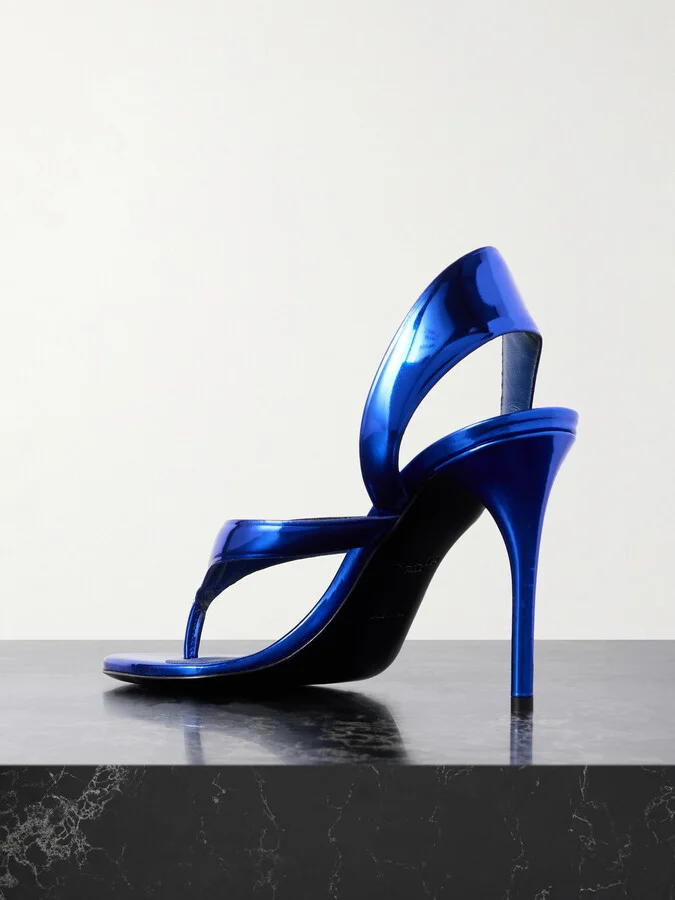 Alaïa - Tong 90 Mirrored-leather Sandals - Blue - Image 3
