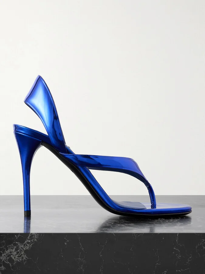 Alaïa - Tong 90 Mirrored-leather Sandals - Blue