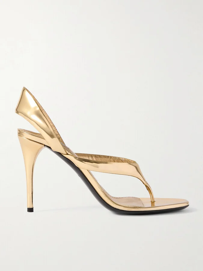 Alaïa - Tong 90 Mirrored-leather Sandals - Gold