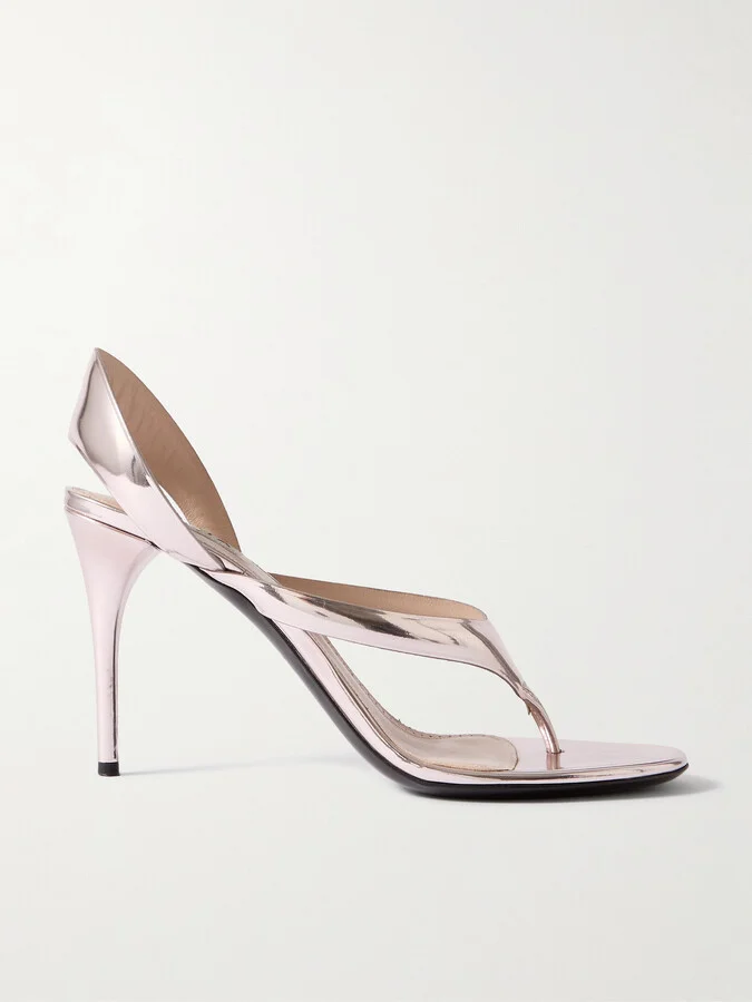 Alaïa - Tong 90 Mirrored-leather Sandals - Silver