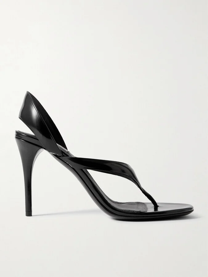 Alaïa - Tong 90 Patent-leather Sandals - Black