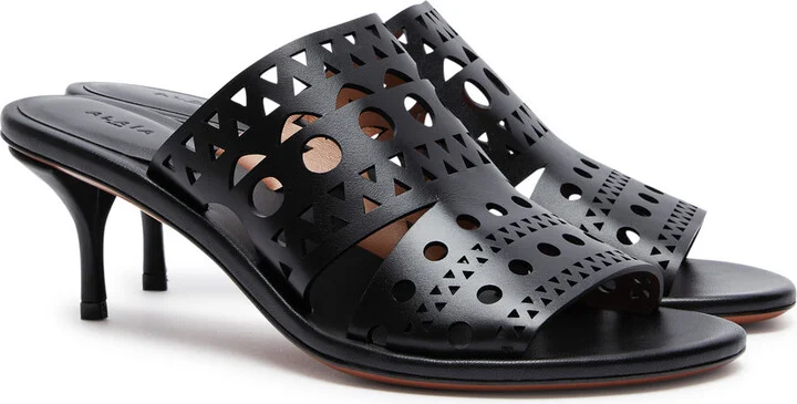 Alaïa Vienne 55 Laser-cut Suede Mules - Image 2
