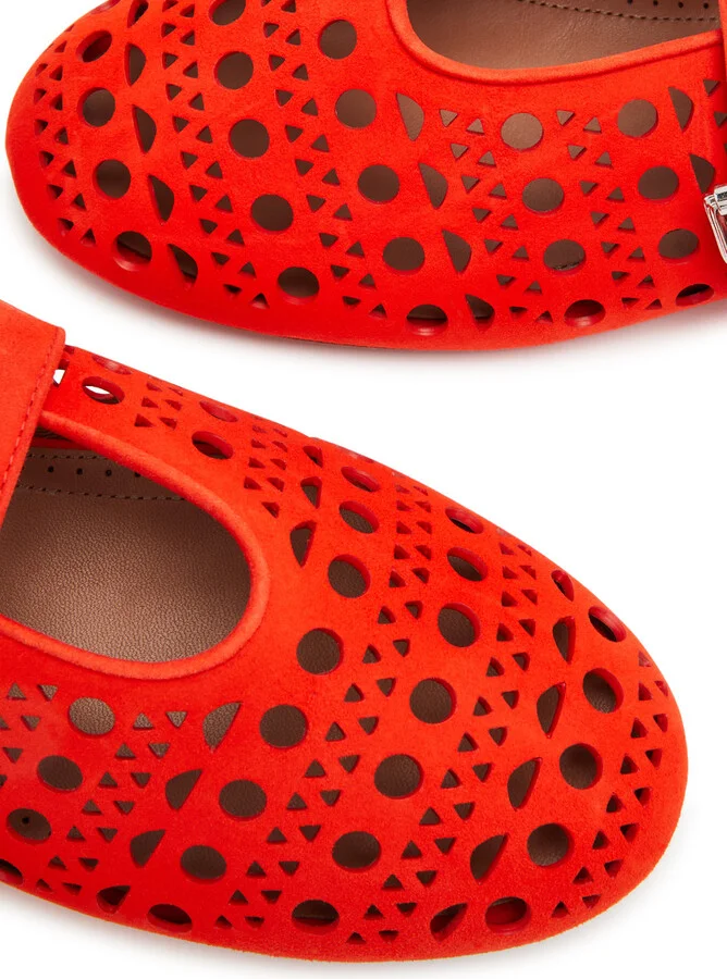 Alaïa Vienne Cut-out Suede Ballet Flats - Image 3