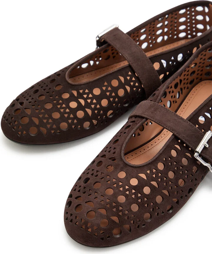 Alaïa Vienne Cut-out Suede Ballet Flats - Image 3