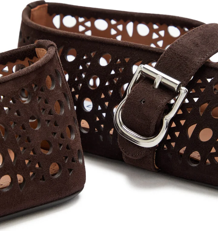 Alaïa Vienne Cut-out Suede Ballet Flats - Image 4