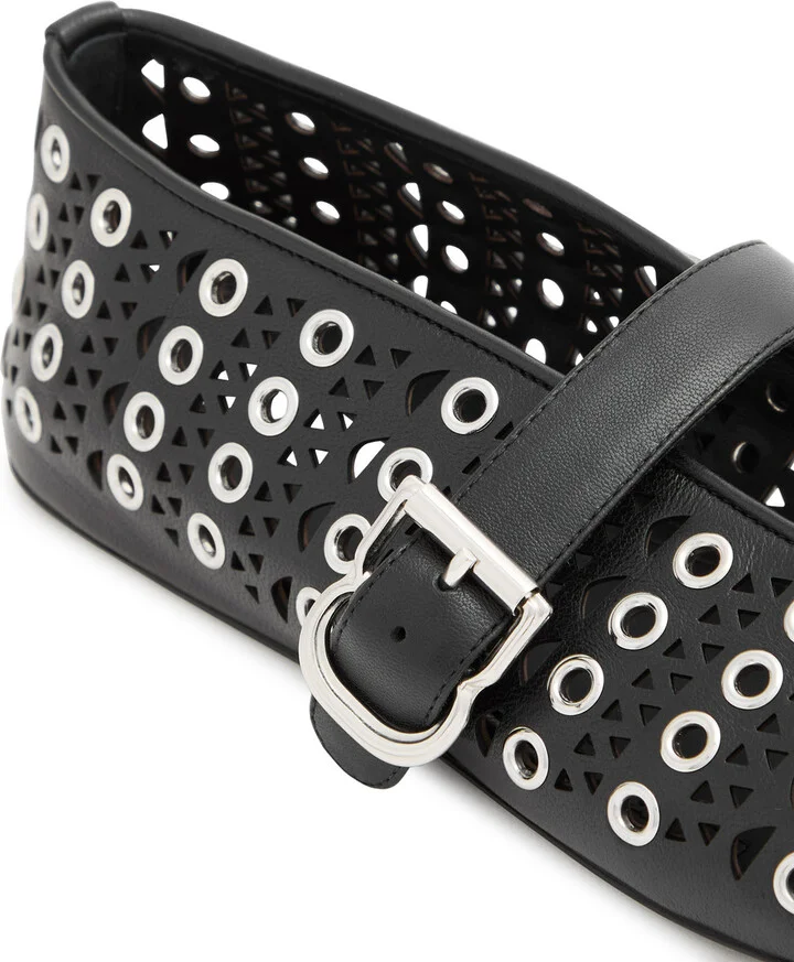 Alaïa Vienne Laser-cut Eyelet-embellished Leather Ballet Flats - Image 4