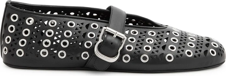 Alaïa Vienne Laser-cut Eyelet-embellished Leather Ballet Flats