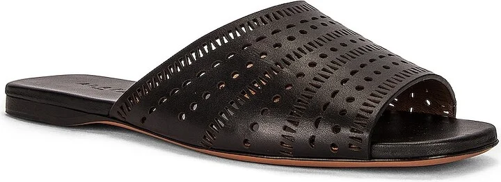 ALAÏA Vienne Leather Slides in Black - Image 2
