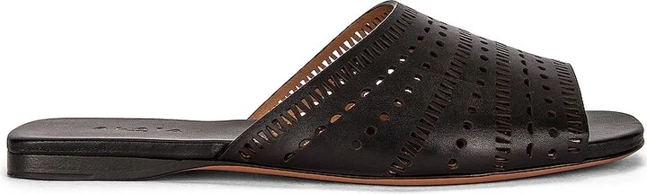 ALAÏA Vienne Leather Slides in Black