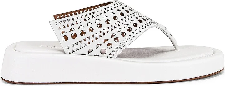 ALAÏA Vienne Thong Platform Sandals in White