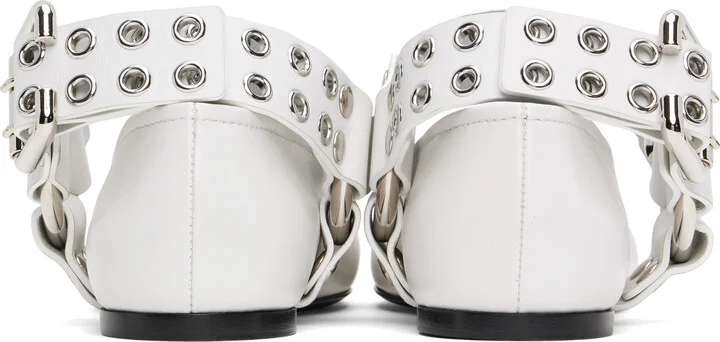 ALAÏA White Biker Ballerina Flats - Image 2