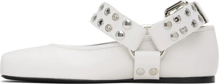 ALAÏA White Biker Ballerina Flats - Image 3