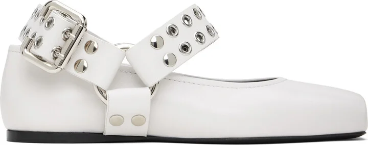ALAÏA White Biker Ballerina Flats