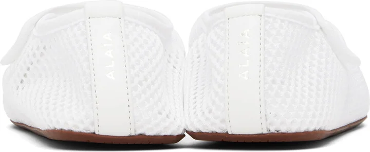 ALAÏA White Fishnet Ballerina Flats - Image 2