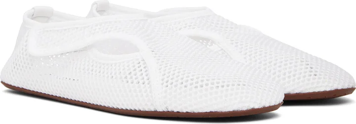 ALAÏA White Fishnet Ballerina Flats - Image 4