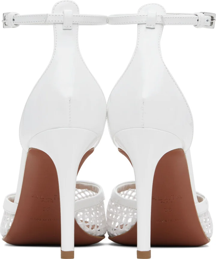 ALAÏA White High Fishnet Heels - Image 2