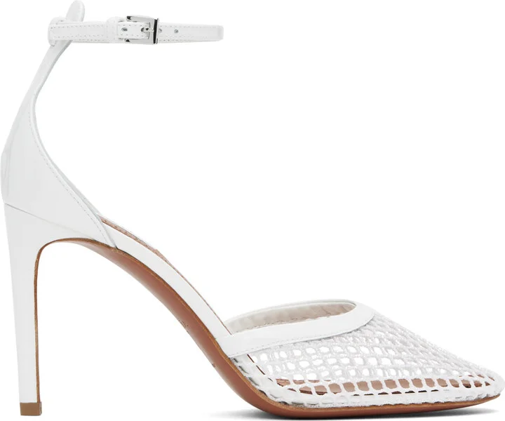 ALAÏA White High Fishnet Heels
