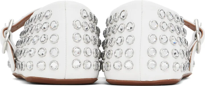ALAÏA White Strass Ballerina Flats - Image 2