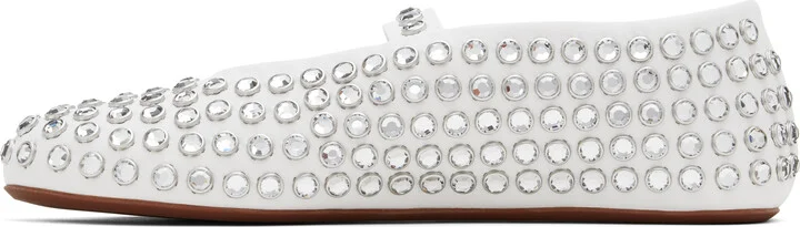 ALAÏA White Strass Ballerina Flats - Image 3