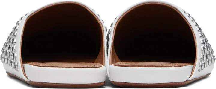 ALAÏA White Strass Lambskin Mules - Image 2