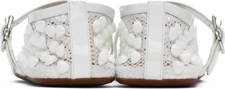 ALAÏA White Studs Fishnet Ballerina Flats - Image 2