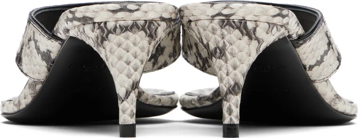 ALAÏA White Thong Elaphe Leather Mule Sandals - Image 2
