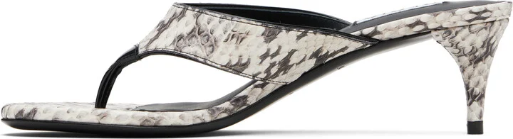 ALAÏA White Thong Elaphe Leather Mule Sandals - Image 3