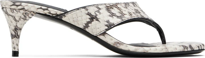 ALAÏA White Thong Elaphe Leather Mule Sandals