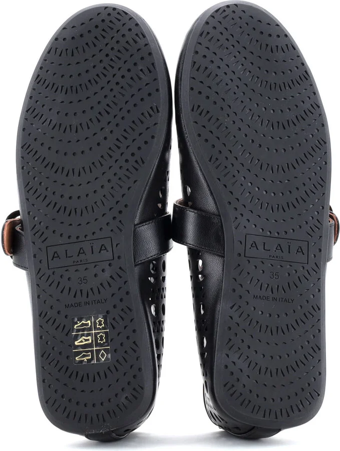 Alaia Women's Buckle Ballerina Flats Laser Cut Leather - Image 4
