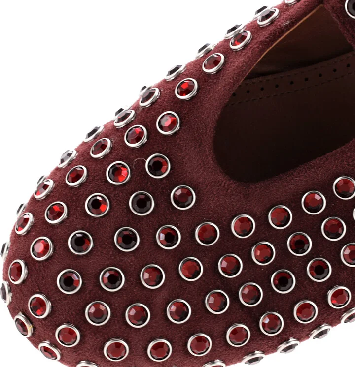 Alaia Women's Buckle Ballerina Flats Leather with Crystals - Image 5
