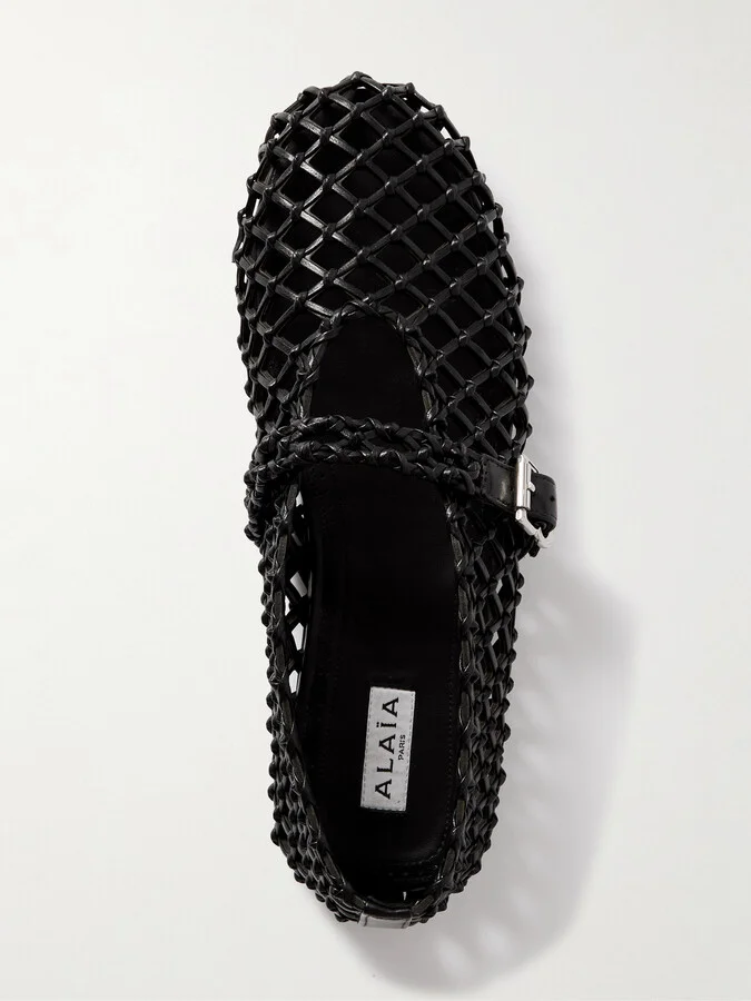 Alaïa - Woven Leather Ballet Flats - Black - Image 5