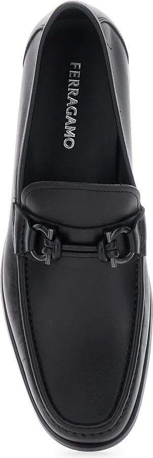 'alain' Black Loafers With Almond Toe And Gancini On The Front In Leather Man - Image 4