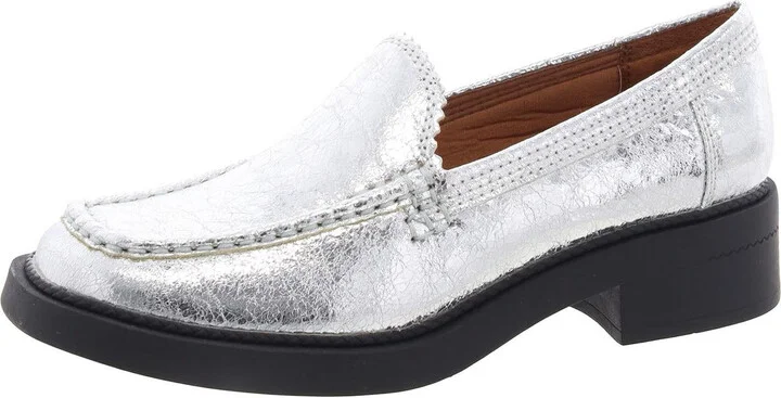 Alaina Womens Faux Leather Square Toe Loafers