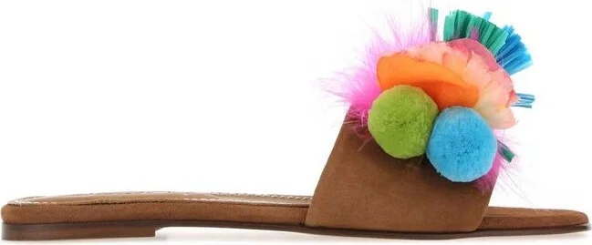 Alameda Turquesa Vibrant Pom Pom Sandals